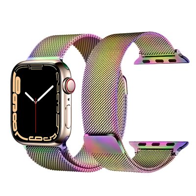 Ремінець металевий міланське плетіння для Apple Watch 49|45|44|42 мм Rainbow 4713 фото