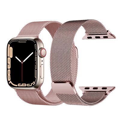 Ремінець металевий міланське плетіння для Apple Watch 49|45|44|42 мм Pink 4836 фото
