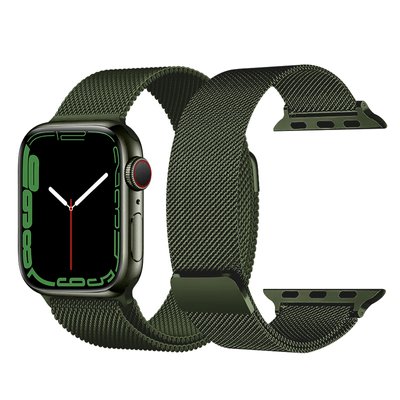 Ремінець металевий міланське плетіння для Apple Watch 41|40|38 мм Midnight Green 5017 фото