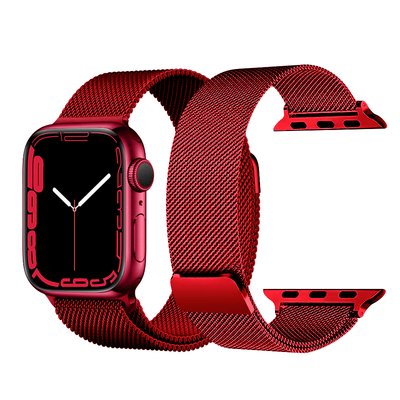 Ремінець металевий міланське плетіння для Apple Watch 49|45|44|42 мм Red 4850 фото